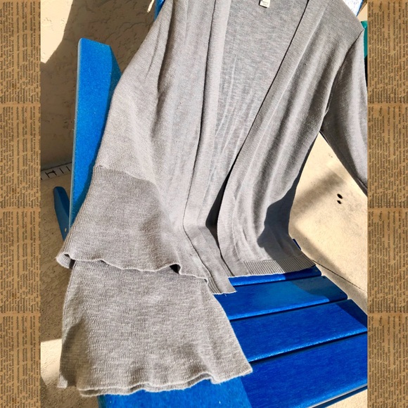 j. crew gray ruffled cardigan - Picture 2 of 7